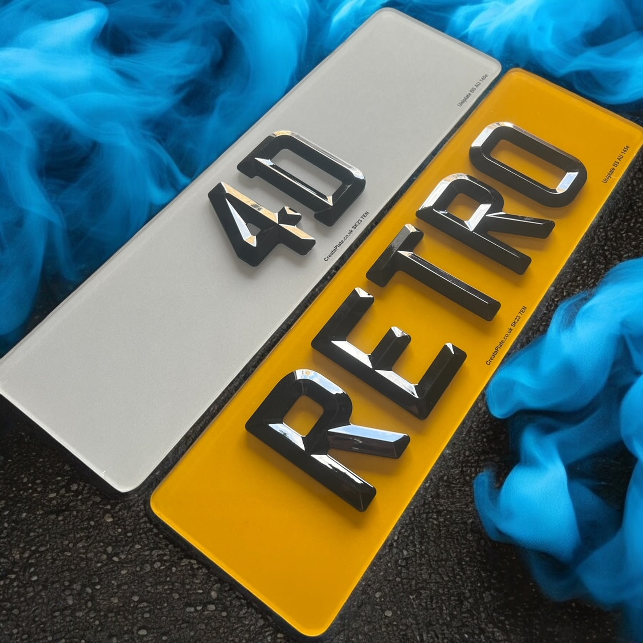 SHORT 5 / 6 DIGIT 4D RETRO ACRYLIC PLATES (PAIR)