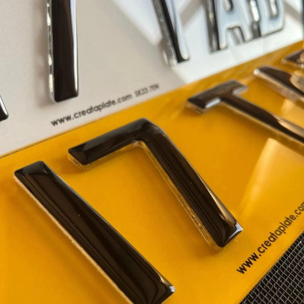 4D Crystal Gel Lambo Hex Style Acrylic Premium Number Plates - (pair)