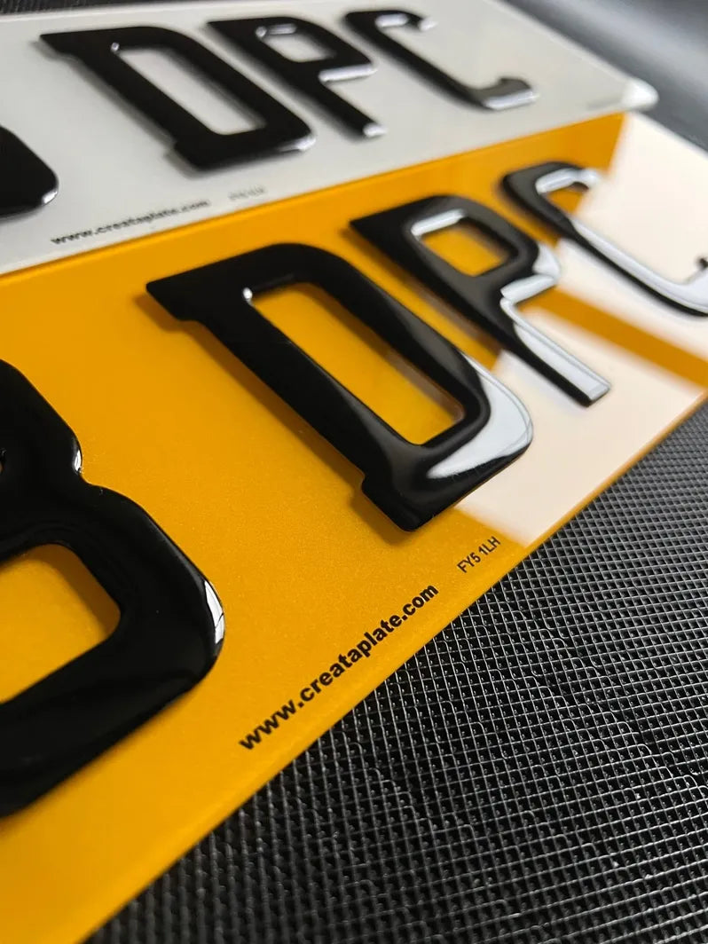 3D Gel Lambo Hex Style Acrylic Premium Number Plates - (pair)