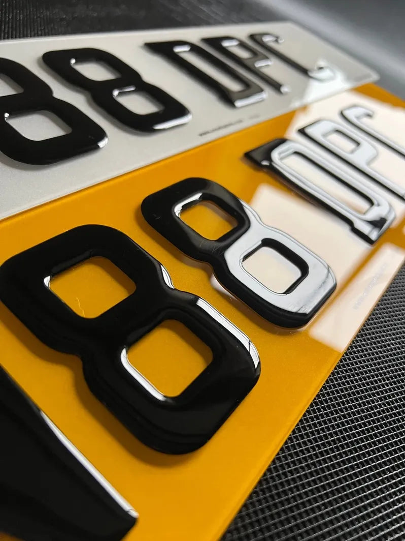 3D Gel Lambo Hex Style Acrylic Premium Number Plates - (pair)
