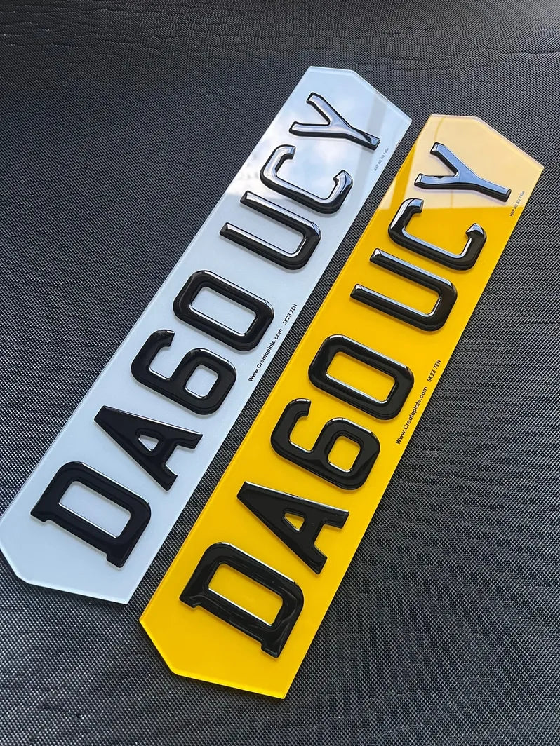 3D Gel Lambo Hex Style Acrylic Premium Number Plates - (pair)