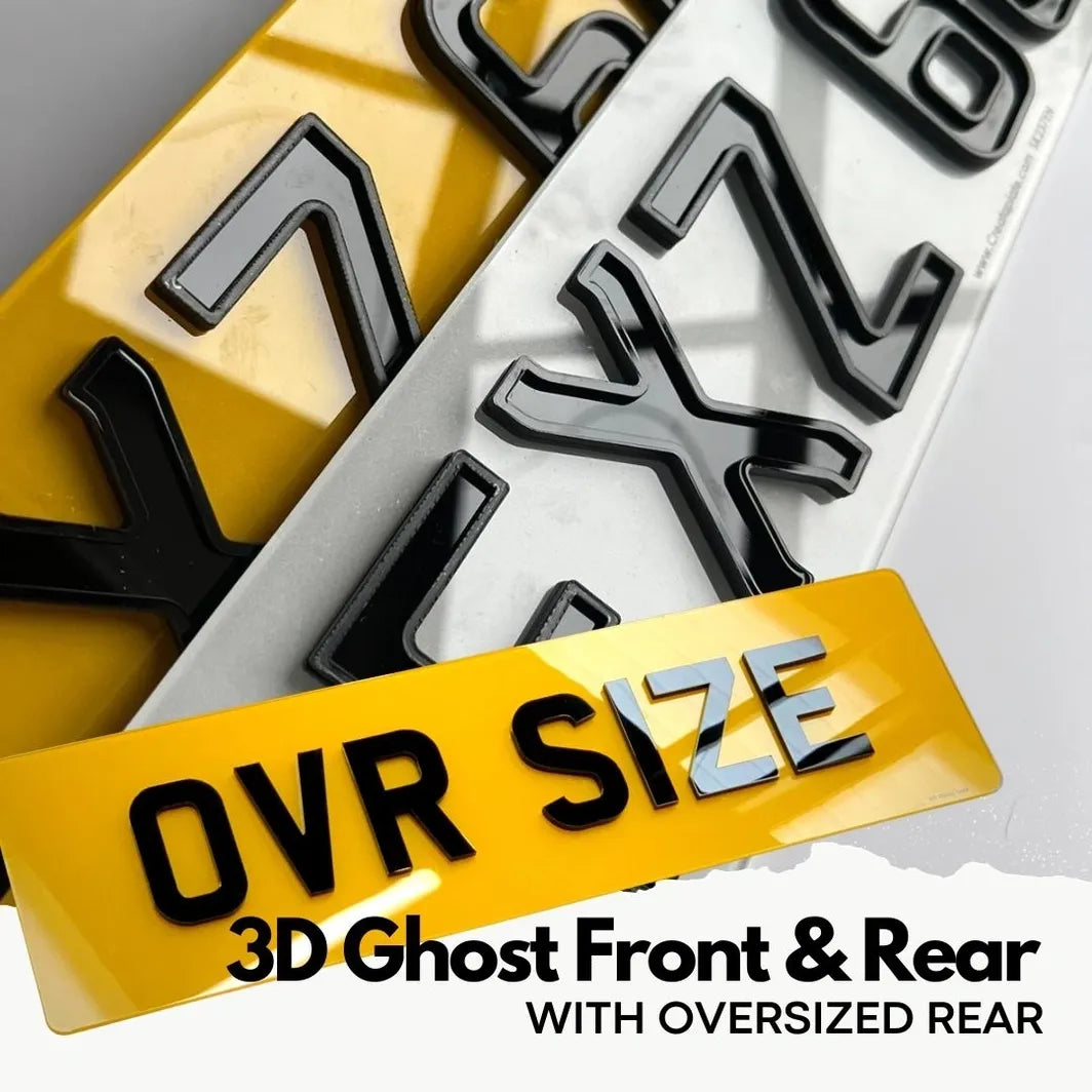 Range Rover Oversized Rear 4D Outline Acrylic Number Plates - (pair) with standard front