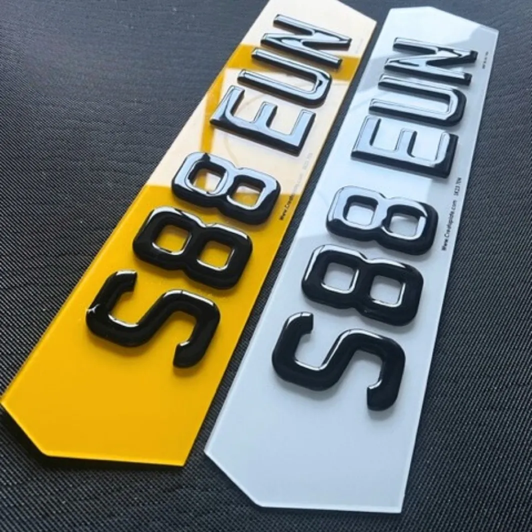 4D HD Gel Lambo Hex Style Acrylic Premium Number Plates - (pair)