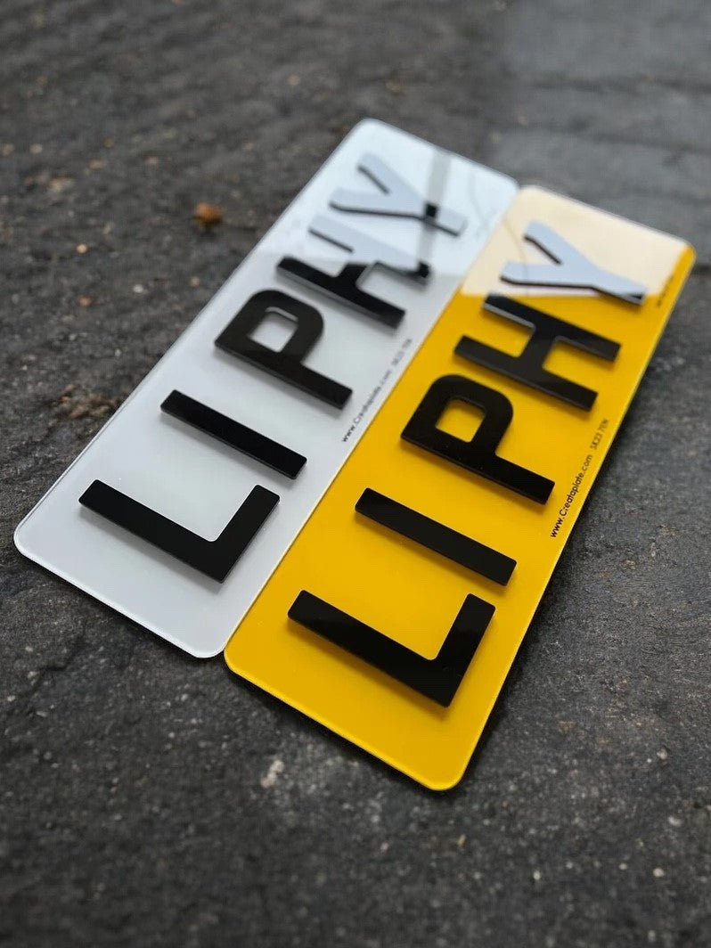 4D Acrylic Number Plates (Pair) Short 5 Digit